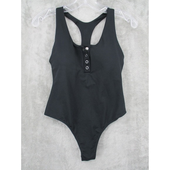 Bombshell Sportswear Perfect Bodysuit Womens Medium One Piece Racerback Black - Picture 1 of 8